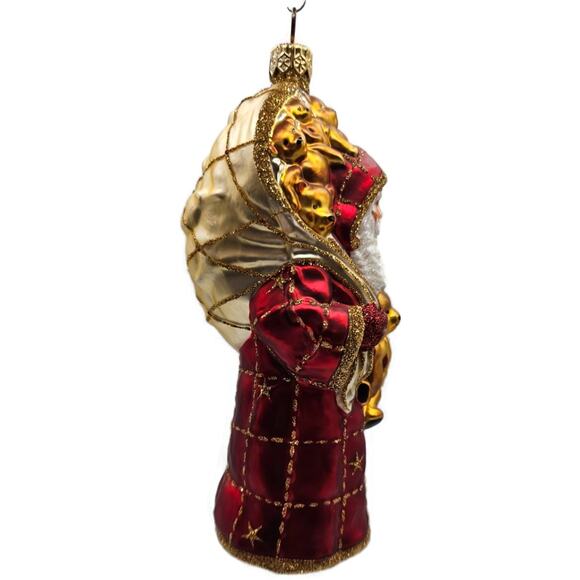 Patricia Breen Roosevelt Santa Red Glittered Stars Teddy Bear Christmas Ornament - Picture 2 of 11